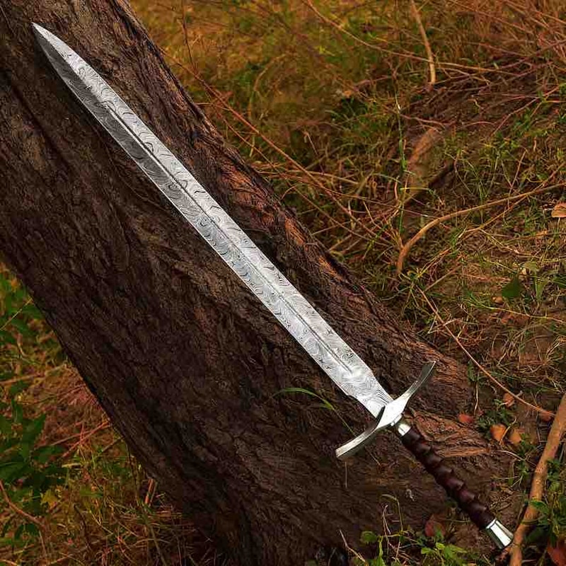 Hand Forged Battle Ready Damascus Steel Sword Vikings Sword Replica Sword Groomsmen Gift Christm