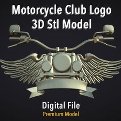 Motorcycle Club Logo 3D Stl Model for Cnc Router or 3D Printer File