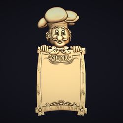 Chef Menu Board 3D Stl Model for Cnc Router or 3D Printer File