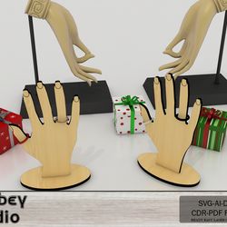 hand shaped ring holder - laser cut jewelry display - wooden bracelet and earring organizer 692