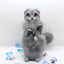 lop - eared Cat toy kitty art doll collectible toy zverikitoys toy plush soft polymer
