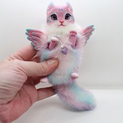 Order for Mystick Cat dragon toy kitty art doll collectible toy zverikitoys toy plush soft polymer animal toys