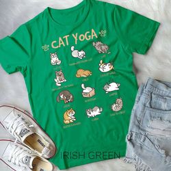 cat yoga poses cats practicing mindfulness meditation kitten unisex form t-shirt