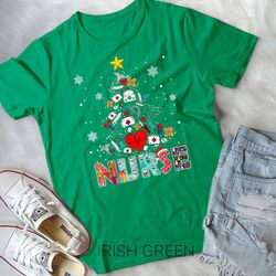 nurse christmas tree stethoscope rn lpn scrub nursing xmas unisex t-shirt