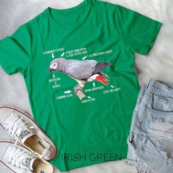 anatomy of an african grey parrot t-shirt funny bird gift unisex t-shirt