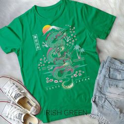 japanese tokyo dragon asian inspired neon retro 80's style unisex form t-shirt