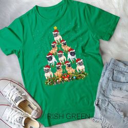 pug dog xmas tree gift santa hat pug christmas unisex t-shirt