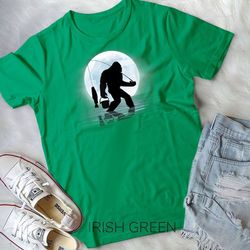 bigfoot fishing shirt funny sasquatch and fish night fishing unisex t-shirt