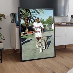 Mike Tyson With Tiger White Style Collection Poster