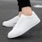 Mens White Black Comfortable Casual Shoes, Lightweight Solid Skateboard Sneakers for Walking, Durable Leisure Footwear