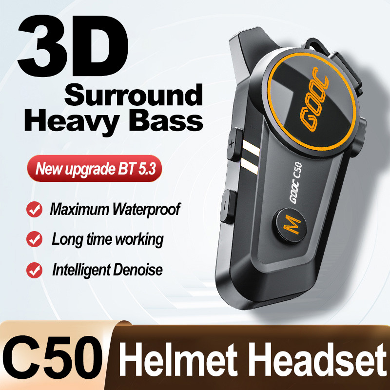 3D Surround Heavy Bass Motorcycle Helmet Headset Stereo Bluetooth HandsFree Calls IPX7 Waterproof 2