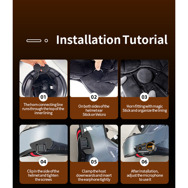 3D Surround Heavy Bass Motorcycle Helmet Headset Stereo Bluetooth HandsFree Calls IPX7 Waterproof 5