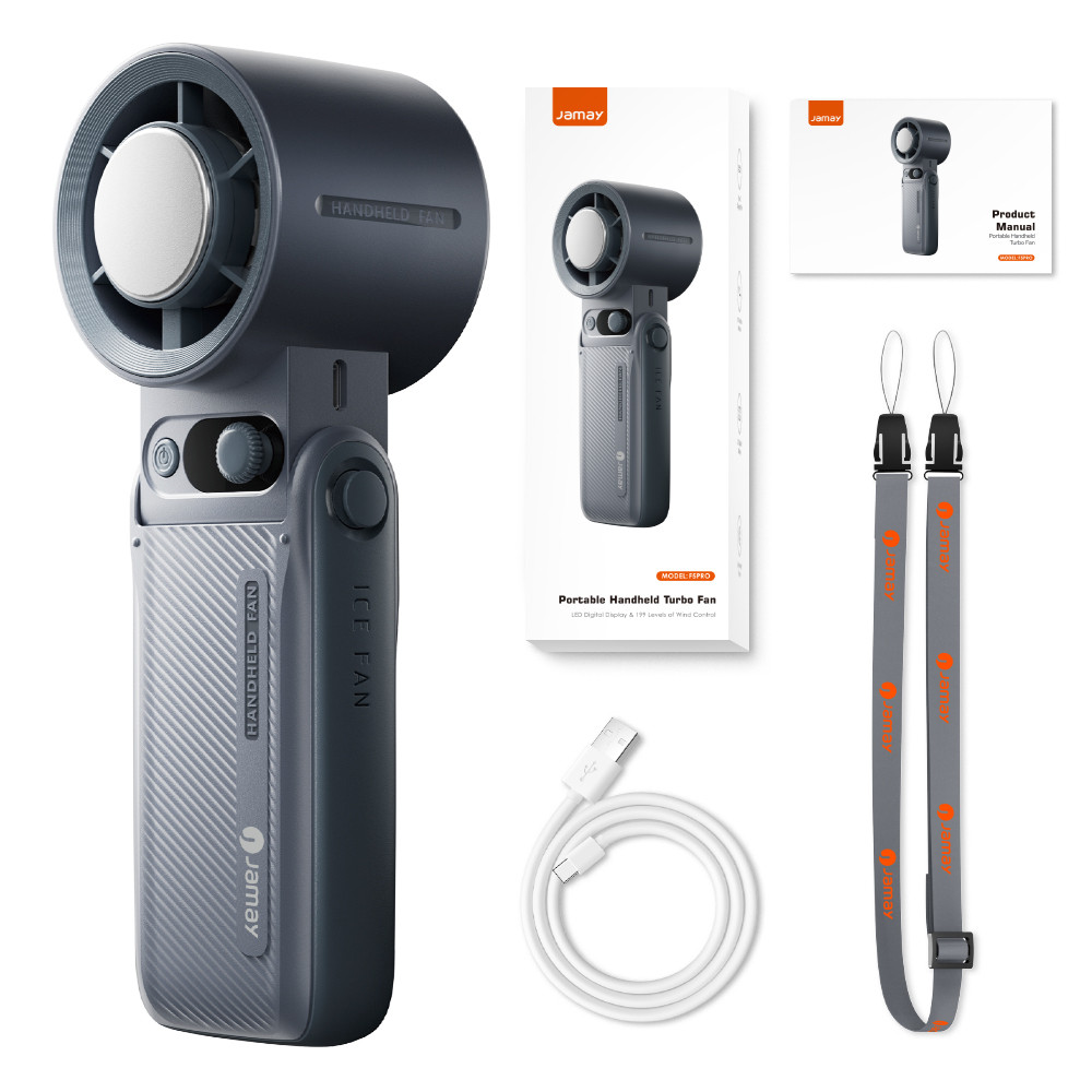 8000mAh Turbo Handheld Fan 199 Adjustable Speeds LED Digital Display Powerful Portable Cooling Fan 8