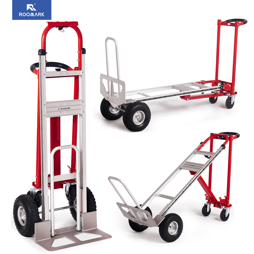 ROOMARK Convertible Hand Truck Dolly HeavyDuty Moving Cart With Telescopic Frame NonSlip Wheels And 0