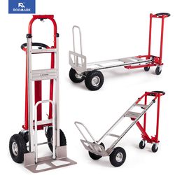 roomark convertible hand truck dolly, heavy-duty moving cart with telescopic frame, non-slip wheels, and multi-position