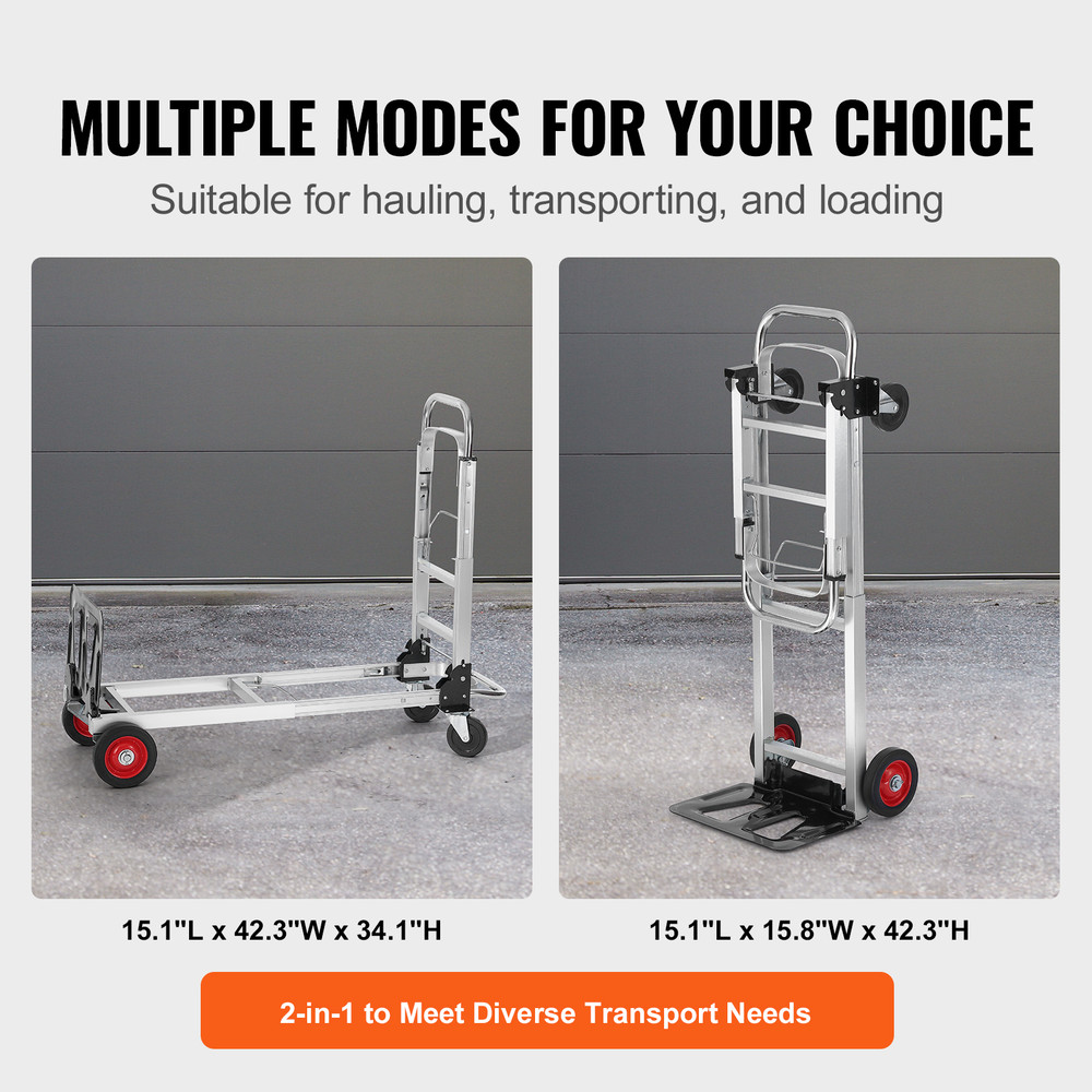 SucceBuy Foldable Hand Truck Dolly, Lightweight Portable Utility Cart with Wheels for Luggage, Warehouse Transport