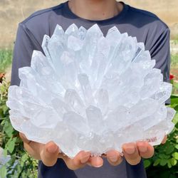 natural white crystal cluster, single point mineral specimen for healing, energy