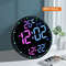 Smart WiFi Colorful LED Large Digital Wall Clock Temperature Date Week Display Dual Alarms Remote C 0