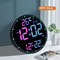 Smart WiFi Colorful LED Large Digital Wall Clock Temperature Date Week Display Dual Alarms Remote C 0