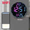 Smart WiFi Colorful LED Large Digital Wall Clock Temperature Date Week Display Dual Alarms Remote C 4