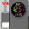 Smart WiFi Colorful LED Large Digital Wall Clock Temperature Date Week Display Dual Alarms Remote C 6