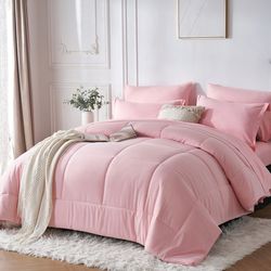 7 piece bed in a bag comforter set, stylish solid geometry comforter and sheet,pillowcase set, ideal gift