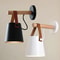Hot Modern Wall Lamp Wood Iron LED Sconce For Bedroom Study Or Hallway Leather Accent Reading Light 2