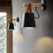 Hot Modern Wall Lamp Wood Iron LED Sconce For Bedroom Study Or Hallway Leather Accent Reading Light 4