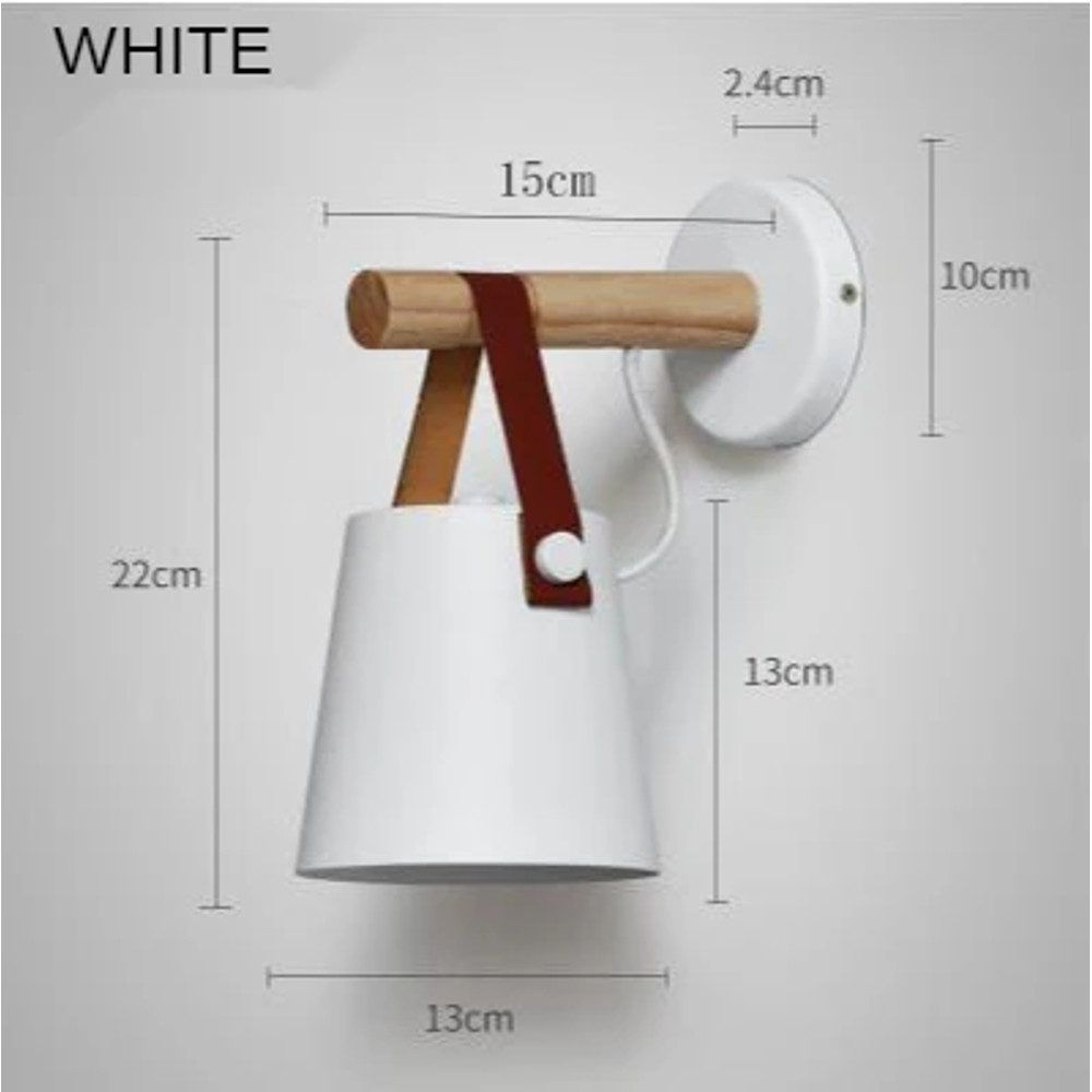 Hot Modern Wall Lamp Wood Iron LED Sconce For Bedroom Study Or Hallway Leather Accent Reading Light 6
