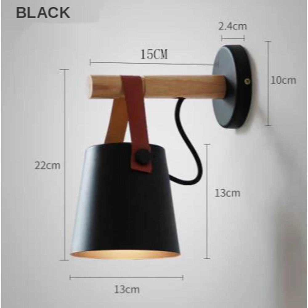 Hot Modern Wall Lamp Wood Iron LED Sconce For Bedroom Study Or Hallway Leather Accent Reading Light 5