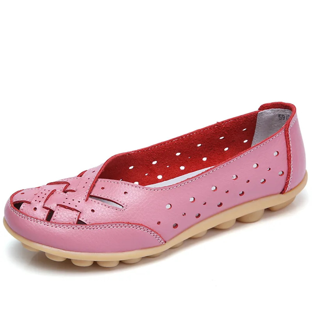 Hot Women Flat Shoes, Plus Size Loafers, Genuine Leather Casual Hollow Flat Shoes for Women