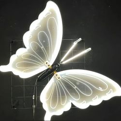 2 pieces led outdoor simulation butterfly lights, dynamic, static holiday party decorations for garden, wedding, event