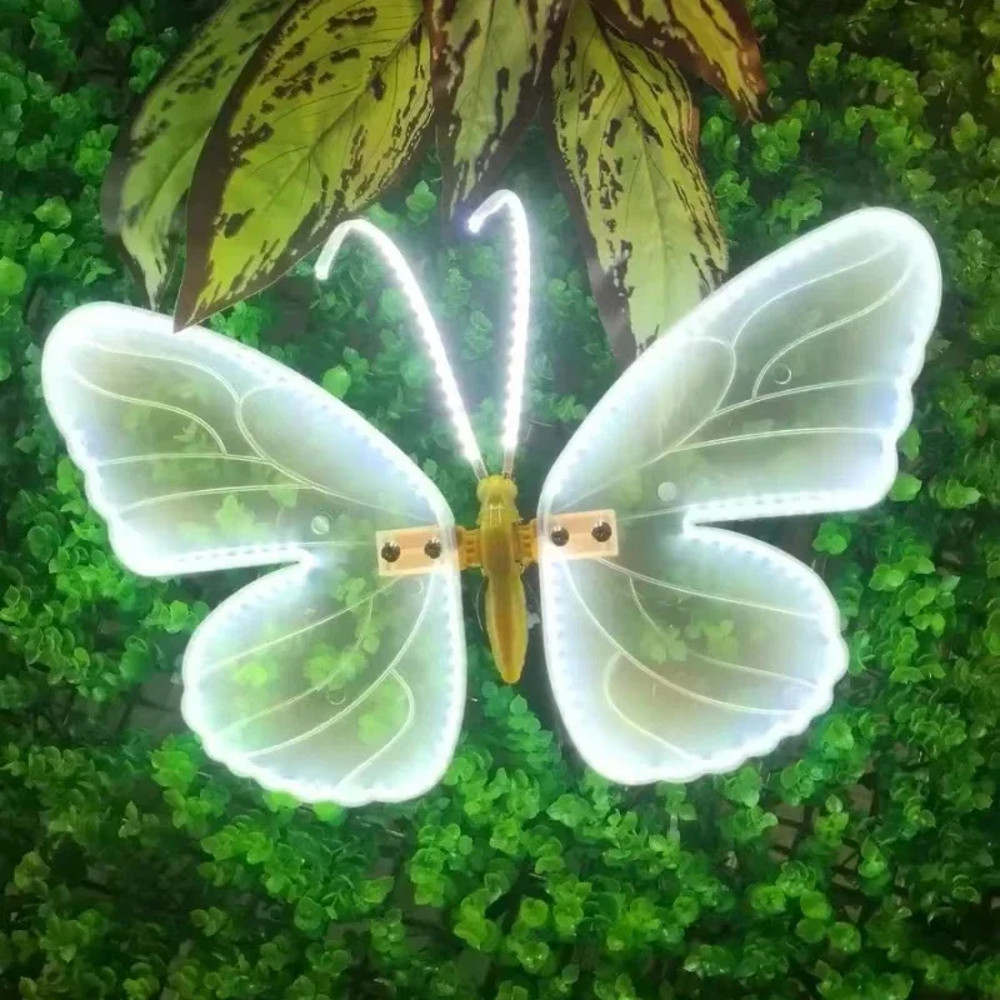 2 Pieces LED Outdoor Simulation Butterfly Lights, Dynamic, Static Holiday Party Decorations for Garden, Wedding, Event
