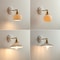 IWHD White Ceramic Modern Wall Lamp, Nordic Japanese Style LED Light for Bedroom, Living Room, Bathroom Mirror