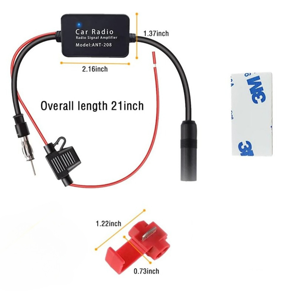 Car Antenna FM Signal Amplifier, Universal Practical Anti-Interference Radio Booster Amp, High-Performance Automobile