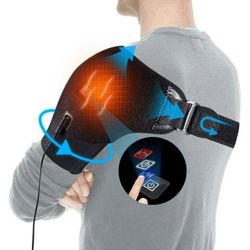 adjustable heating shoulder support belt, temperature levels for hot & cold therapy, pain relief, and muscle relaxation