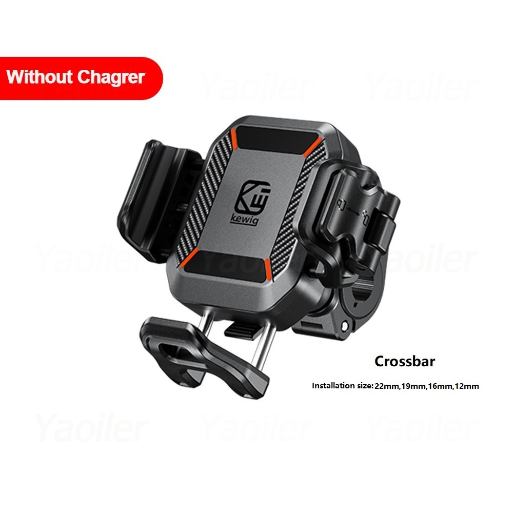 Motorcycle Phone Holder Handlebar Mount, Wireless Charger, USB-C Fast Charging, 1-Second Lock Release, Camera Friendly