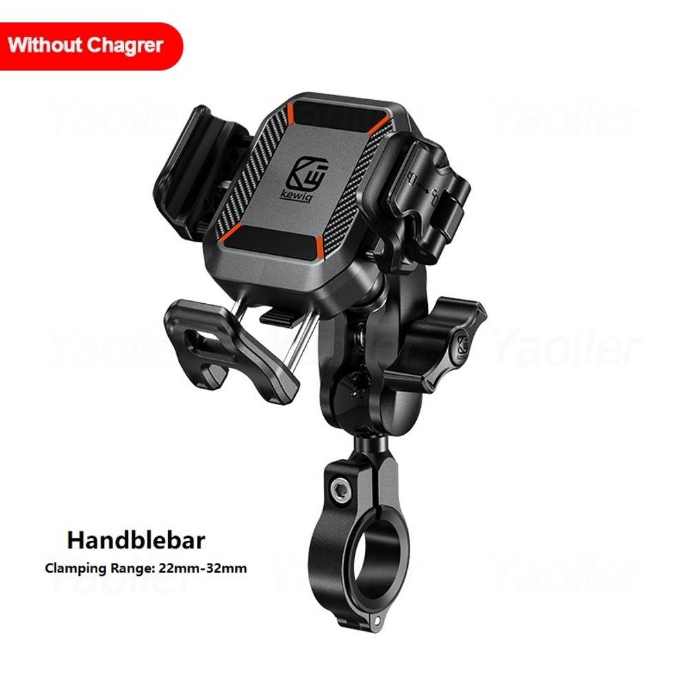 Motorcycle Phone Holder Handlebar Mount, Wireless Charger, USB-C Fast Charging, 1-Second Lock Release, Camera Friendly