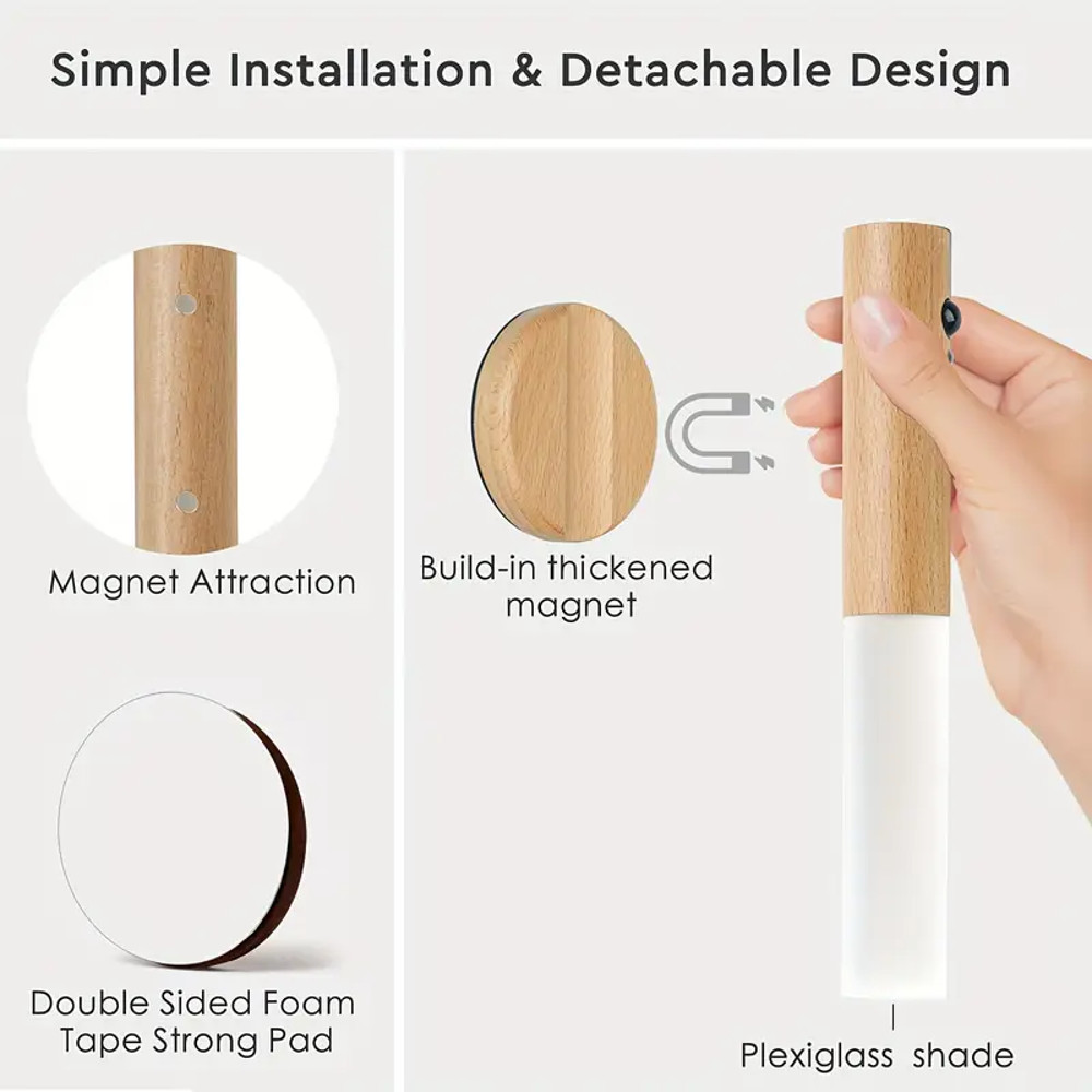 LED Smart Motion Sensor Night Light Rechargeable Magnetic Wall Lamp For Bedroom Hallway Stairs Bath 6