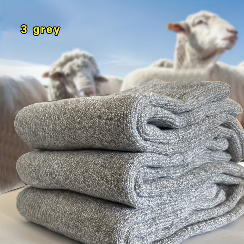 Mens Winter Warm Socks Thick Towel MidCalf Thermal Boot Socks AntiCold Solid Color Outdoor Snow Soc 3