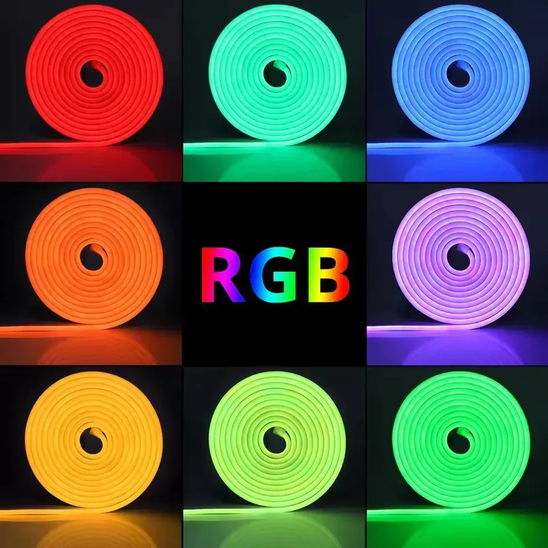 24V RGB Neon LED Lights Strip, Flexible Bluetooth App-Controlled Tape for Wall, Childrens Room, More