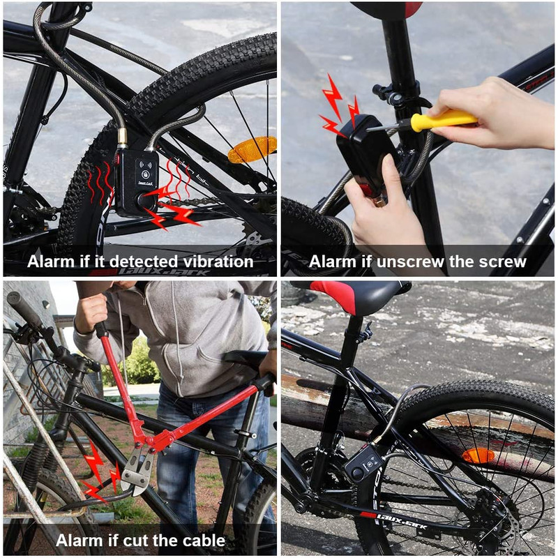 HeavyDuty Bike Lock With Burglar Alarm 110dB Waterproof Bicycle Cable Lock Remote Control 4Digit P 2