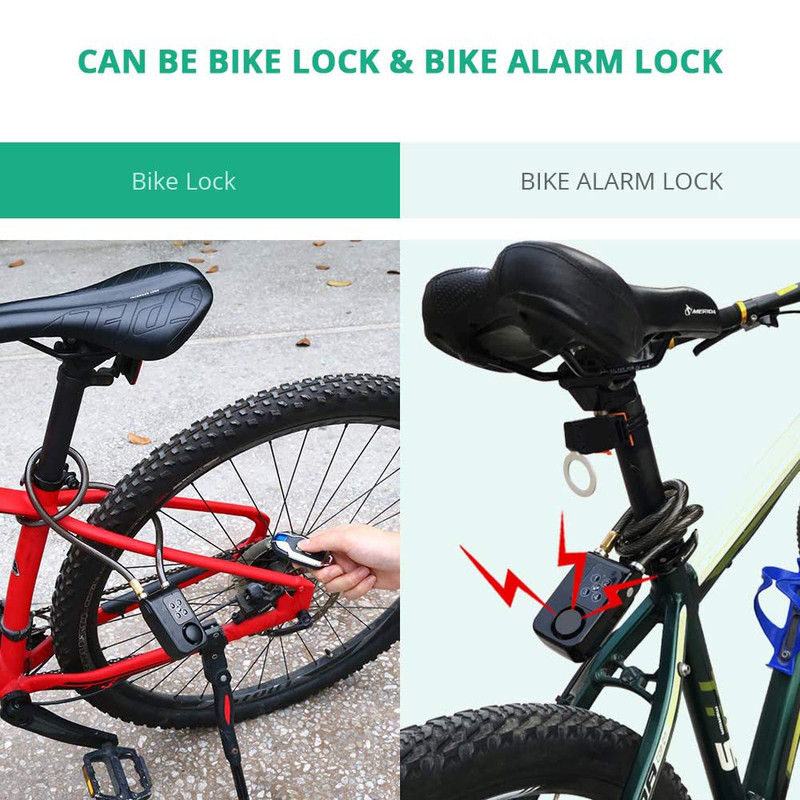 HeavyDuty Bike Lock With Burglar Alarm 110dB Waterproof Bicycle Cable Lock Remote Control 4Digit P 3