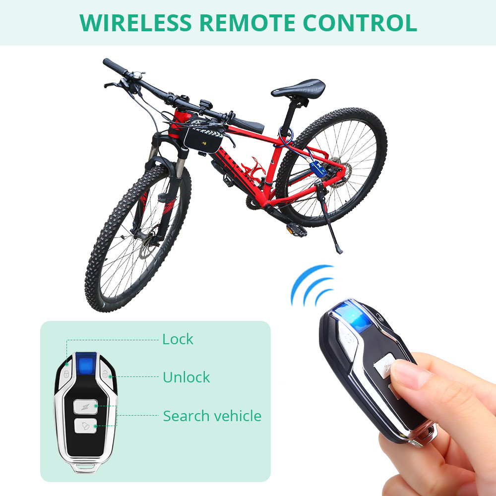 HeavyDuty Bike Lock With Burglar Alarm 110dB Waterproof Bicycle Cable Lock Remote Control 4Digit P 4