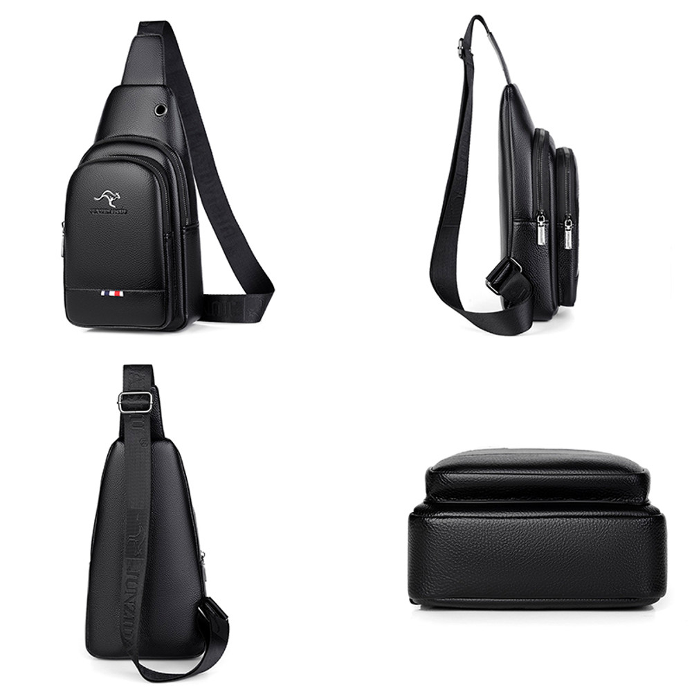 Vintage Luxury Mens Crossbody Bag Durable PU Leather Chest Pack Shoulder Bag For HandsFree Conveni 4