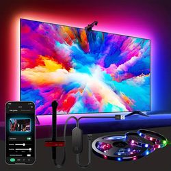 rgbic led tv backlight strip with ar color gamut sensor, smart screen sync & app control, immersive gaming room mood