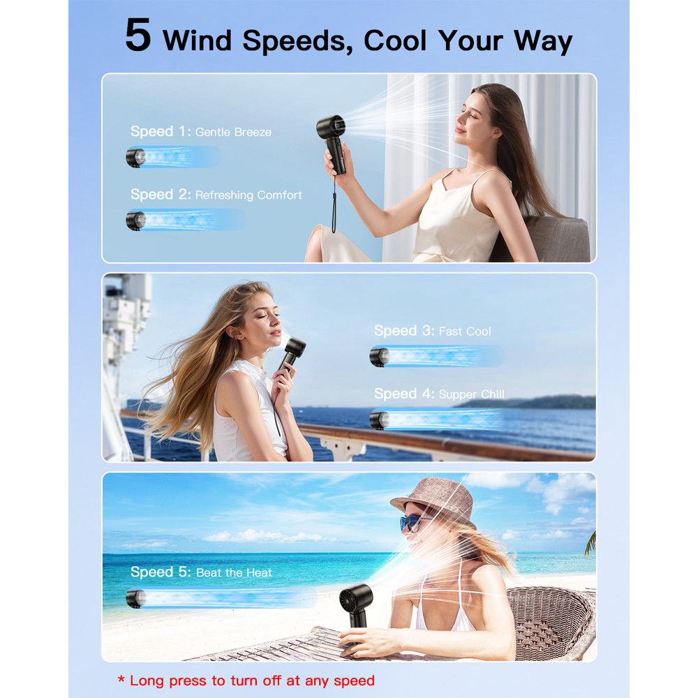 ColdSky Handheld Mini Fan Portable Rechargeable Fan With Smart LED Display Speed Turbo Fan For Outd 2