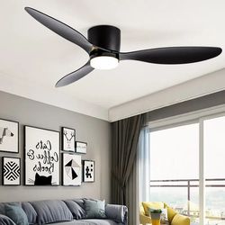 modern led ceiling fan with light, silent dc motor, speed electric fan & remote, nordic flush mount ceiling fan