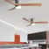 Whisper-Quiet Flush Mount Ceiling Fan with Light , Blade Carved Wood Design, Remote Control & Reversible Motor