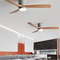 Whisper-Quiet Flush Mount Ceiling Fan with Light , Blade Carved Wood Design, Remote Control & Reversible Motor